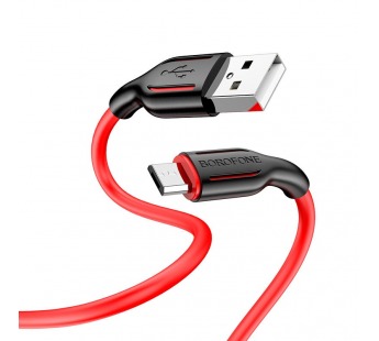 Кабель USB - micro USB Borofone BX63 (повр. уп) 100см 2,4A  (black/red) (230745)#2032750