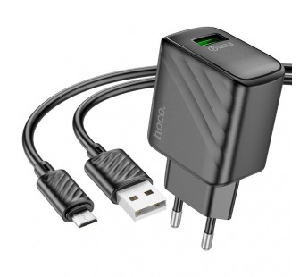 СЗУ HOCO CS21A Rich (1-USB/2.1A) + micro USB кабель (1м) (черный)#2035692