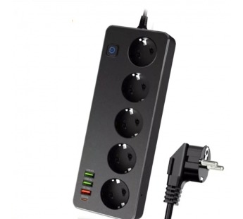 Сетевой фильтр LP SF501 5р 3USB A + C Gan 45W/10A (черный) 2м#2090335