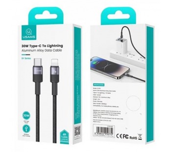 Кабель Lightning - Type-C USAMS SJ729 (30W/1.2m) серый#2117837