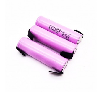 Аккумулятор 18650 Li-on 2600mAh, 3,7V ICR18650-26FM, без защиты, с лепестками Samsung#2036847