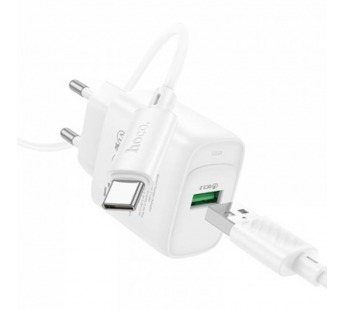 СЗУ с выходом USB Hoco C140A (18W/QC3.0/1USB/кабель Type-C) белое#2040028