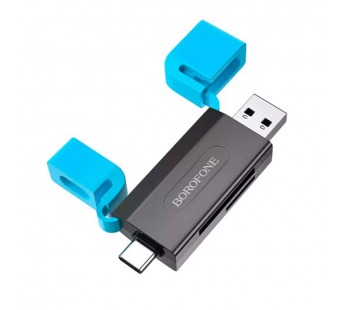 Card Reader Borofone DH9 Wisdom 2-in-1 (USB3.0/Type-C 3.0/SD+TF3.0) черно-синий#2040011