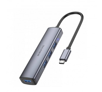 USB HUB Borofone DH12 Smart 4в1 (Type-C - USB3.0*4) 20см серый#2040014