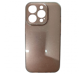 Чехол силиконовый iPhone 15 Pro блестки с защитой камеры шоколадный#2130889