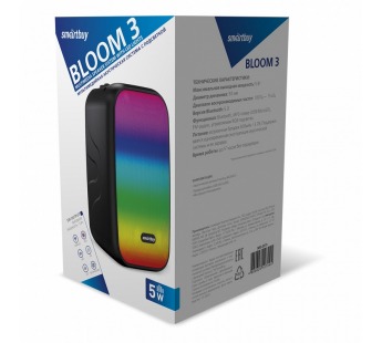 Акустическая система Smartbuy BLOOM 3, 5Вт, Bluetooth, MP3, FM, LED (SBS-5570)#2040929