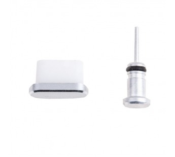 Заглушка разъема Type-C/"3,5 мм" Jack (пылезащитная) Серебро#2077643