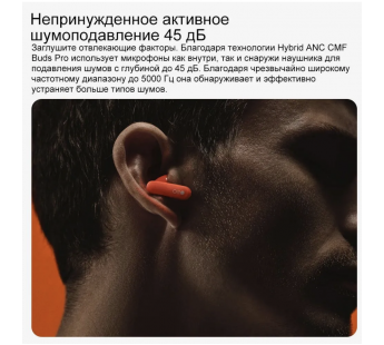 Наушники Bluetooth Nothing CMF Buds Pro, в кейсе, сенсорные, цвет темно-серый#2042454