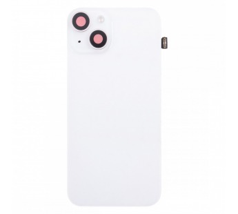 Задняя крышка для iPhone 14 (A2883) в сборе со стеклом камеры Белый (стекло, монолит, MagSafe с оригинальным шлейфом, логотип) - Премиум#2137431