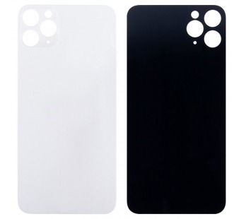 Задняя крышка для iPhone 11 Pro Max (A2218) Белый (стекло, монолит, широкий вырез под камеру, логотип) - Премиум#2063663