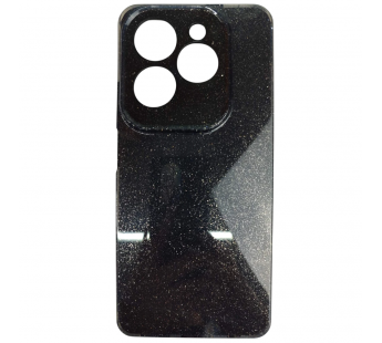 Чехол силиконовый Infinix HOT 40/40 Pro блестки с защитой камеры черный#2061597