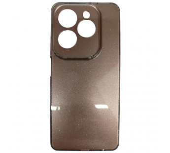 Чехол силиконовый Infinix HOT 40/40 Pro блестки с защитой камеры шоколадный#2061596