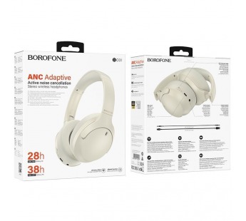 Bluetooth-наушники полноразмерные Borofone BO31 Prestige ANC (milky white) (234679)#2046203