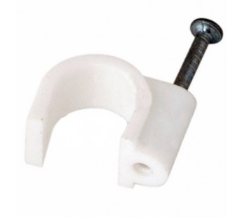 Крепеж кабеля Rexant Скоба круглая с гвоздём 14 мм (белая) (50 шт)#180741