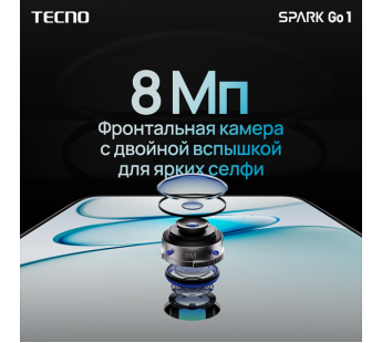 Смартфон TECNO SPARK Go 1 (KL4) 4/128GB Startrail Black/чёрный#2046634