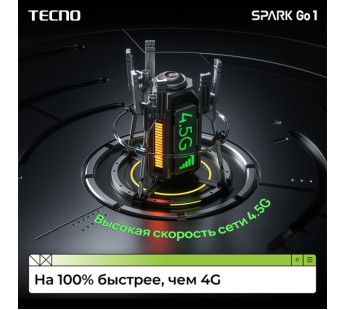 Смартфон TECNO SPARK Go 1 (KL4) 4/128GB Startrail Black/чёрный#2046628