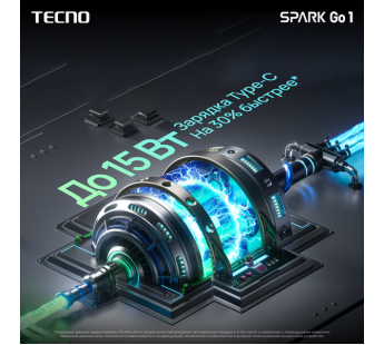 Смартфон TECNO SPARK Go 1 (KL4) 4/128GB Startrail Black/чёрный#2046629