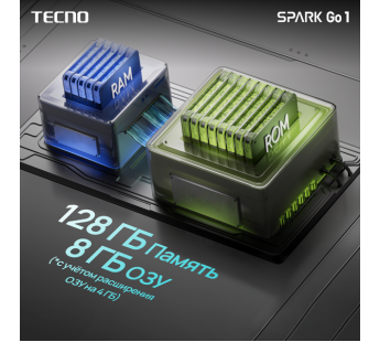 Смартфон TECNO SPARK Go 1 (KL4) 4/128GB Startrail Black/чёрный#2046630