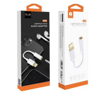 Адаптер Lightning - 3.5 jack WUW X209 (музыка + звонки) Белый#2111840