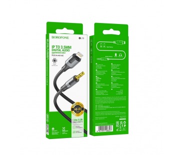 Кабель Lightning - 3.5mm Borofone BL19 Creator (повр. уп.) 100см   (black) (237438)#2048264