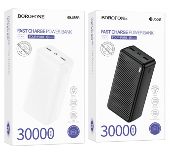 Внешний аккумулятор 30000 mAh BOROFONE BJ55B (2USB/PD/Micro/LED инд.бат) черный#2048791