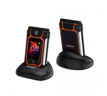 Мобильный телефон MAXVI E10 ds с док станцией Orange раскладушка (2,8"/1,3МП/2000mAh)#2048927