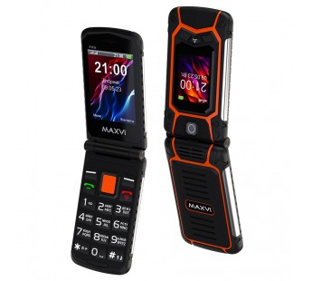 Мобильный телефон MAXVI E10 ds с док станцией Orange раскладушка (2,8"/1,3МП/2000mAh)#2049024