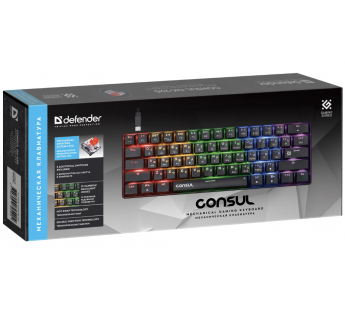 Клавиатура Defender Consul GK-220 игровая механическая (61кн, OUTEMU Red) (black) (237348)#2049371
