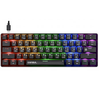 Клавиатура Defender Consul GK-220 игровая механическая (61кн, OUTEMU Red) (black) (237348)#2049373
