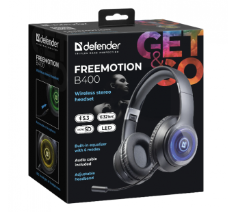 Компьютерная гарнитура Defender FreeMotion B400 беспроводная (black) (237342)#2049456