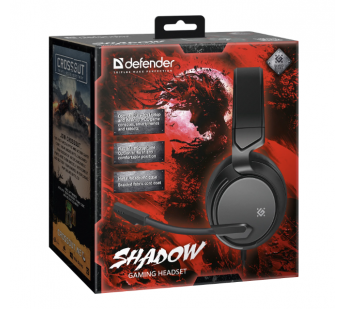 Компьютерная гарнитура Defender Shadow  софттач, провод 2м (black) (237344)#2050210