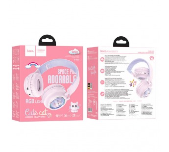 Bluetooth-наушники полноразмерные Hoco W50 Cute fun (повр. уп.) (pink) (238240)#2049433