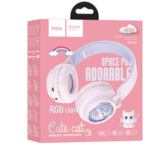 Bluetooth-наушники полноразмерные Hoco W50 Cute fun (повр. уп.) (pink) (238240)#2049434