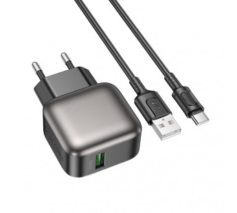 Сетевой адаптер питания BOROFONE BAS52A PD 18W + QC 3.0 + кабель Type-C (черный)#2049854