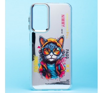 Чехол силиконовый Samsung A25 зекркальный с принтом "Кот"#2049994