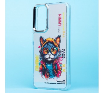 Чехол силиконовый Samsung A25 зекркальный с принтом "Кот"#2084553