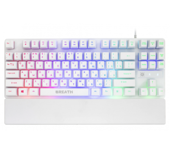 Клавиатура DEFENDER Breath GK-184 RU, проводная игровая ,белая,радужная,87кн.#2049941