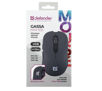 Мышь беспроводная DEFENDER Gassa MM-105 черный#2107245