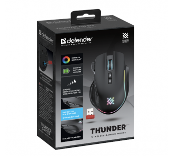 Мышь беспроводная DEFENDER Thunder GM-213 черная, аккумулятор 400мАч#2107240