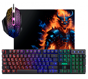 Игровой набор DEFENDER Alion GS-987 RU,черн,радуж,мышь+клав+ковер#2049904