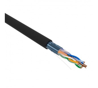 Кабель витая пара омедненный, F/UTP, CCA, CAT 5e, PE, 4PR, 24AWG, OUTDOOR, SOLID, черный, 305м PROco#2050028