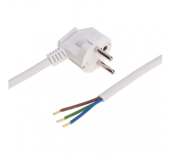Шнур электрический с вилкой ПВС 3х1,5 мм2 1,5м (белый) Rexant#2050030