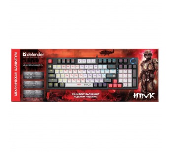 Клавиатура Defender Hawk GK-418 игровая механическая (97кн, OUTEMU Red) (black) (238160)#2050854