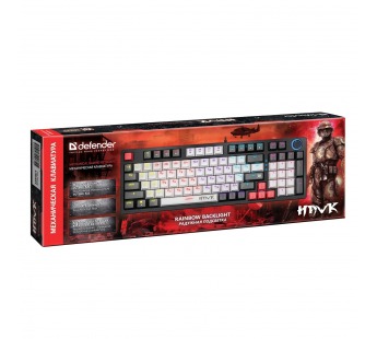 Клавиатура Defender Hawk GK-418 игровая механическая (97кн, OUTEMU Red) (black) (238160)#2050853