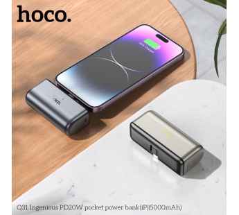 Внешний аккумулятор Hoco Q31, 5000mAh (PD20W), встроенный кабель Apple, черный#2050838