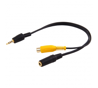 Переходник шт.3,5 4pole - гн.3,5 стерео + гн.RCA с кабелем 30см#2141609