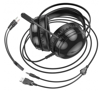 Наушники полноразмерные Borofone BO108 Flame, USB+Jack 3.5mm (черный)#2051485