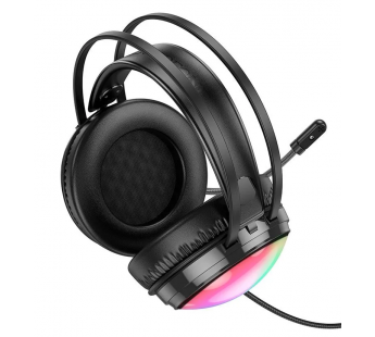 Наушники полноразмерные Borofone BO108 Flame, USB+Jack 3.5mm (черный)#2051486