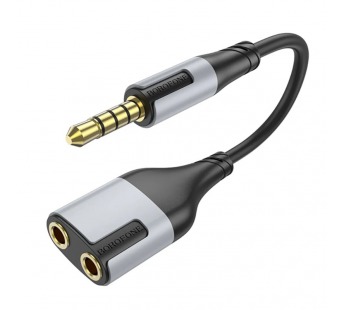 Аудиосоединитель разветвитель BOROFONE BL19 AUX 3,5мм+3,5мм на 3,5мм, 0,15м черный#2102522