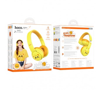 Накладные Bluetooth-наушники Hoco W60 детские (желтый)#2117226